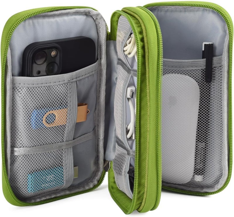 CAOODKDK Electronic Organizer Travel Cable Accessories Bag, Electronic Organizer Case, Electronic Accessories Organizer Bag for Power Bank, Charging Cords, Chargers, Mouse, USB Cable, Earphones (Green) - Image 3